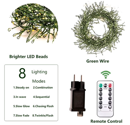 36M Cluster LED Christmas String Lights Outdoor Decoration Garden Tree Waterproof Lamp for Halloween Party Home Holiday Lighting