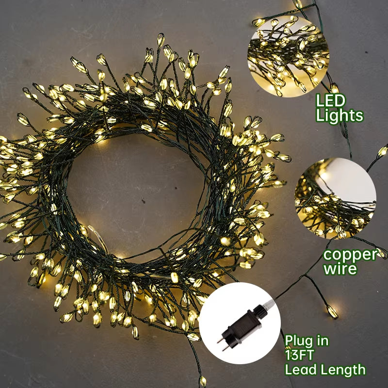 36M Cluster LED Christmas String Lights Outdoor Decoration Garden Tree Waterproof Lamp for Halloween Party Home Holiday Lighting